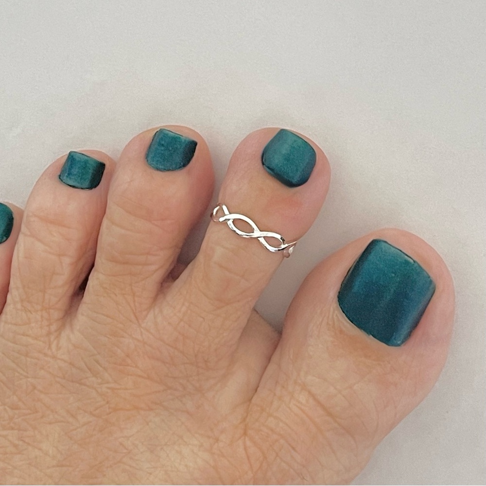 Sterling Silver Thin Braided Toe Ring, Dainty Rin… - image 1